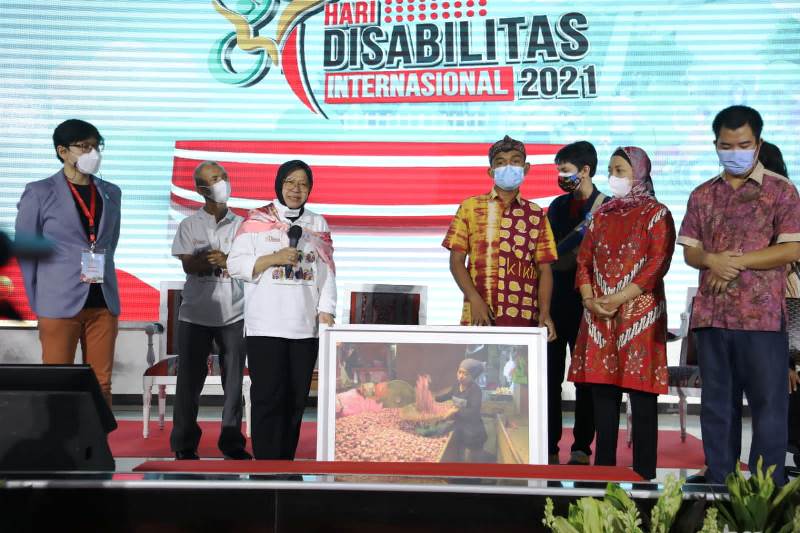 Indonesian Minister of Social Affairs Tri Rismaharini, also known as Risma (third from left)